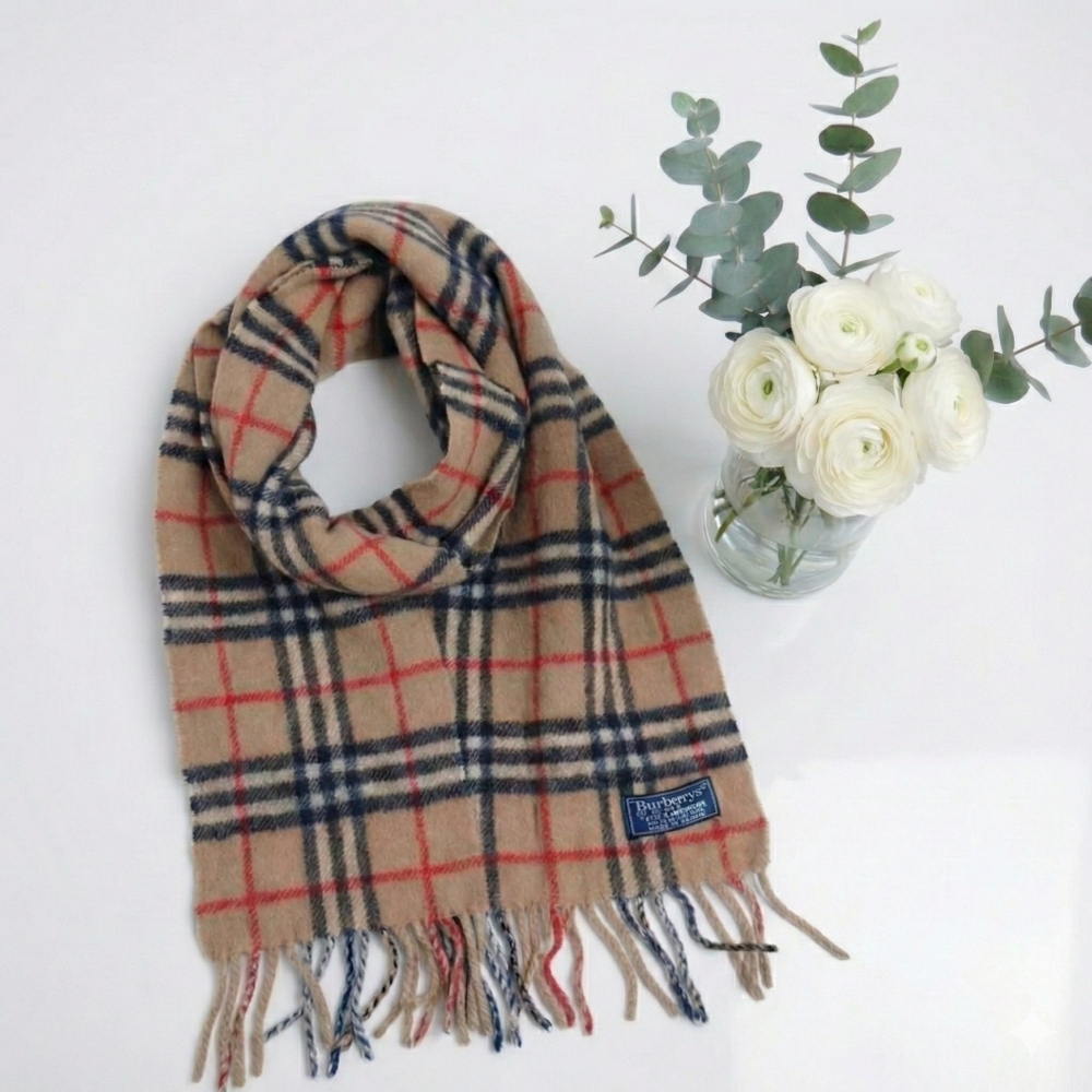 BURBERRYS EUC Classic Check Wool Scarf - Camel / Archive Beige UNISEX